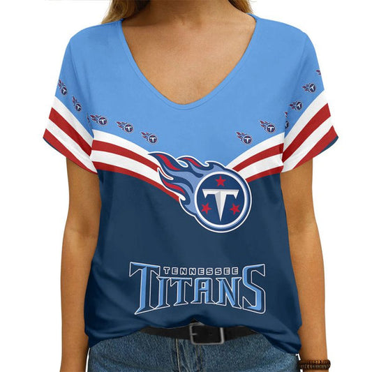 Tennessee Titans Personalized V-neck Women T-shirt B001
