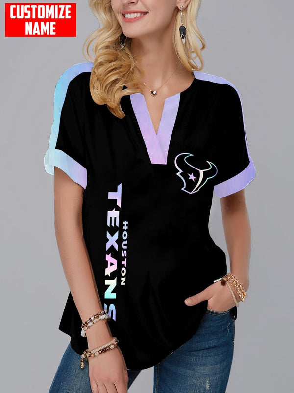 Houston Texans Fashion Short Sleeve V-Neck Shirt 2