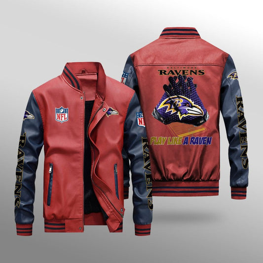 Baltimore Ravens Leather Bomber Jacket