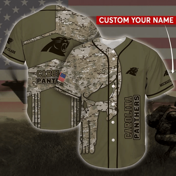 Carolina Panthers Personalized Baseball Jersey 013