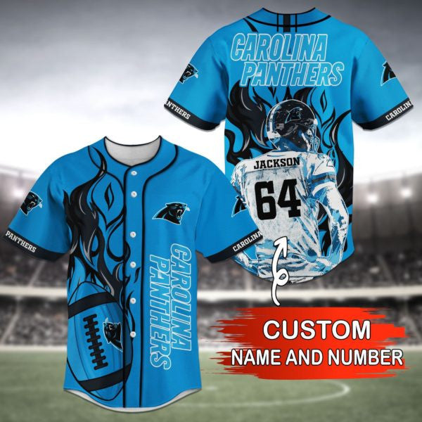 Carolina Panthers Personalized Baseball Jersey 018