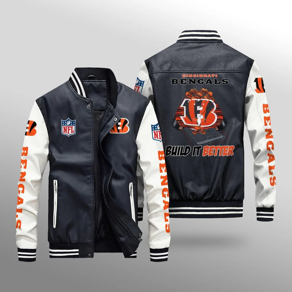 Cincinnati Bengals Leather Bomber Jacket