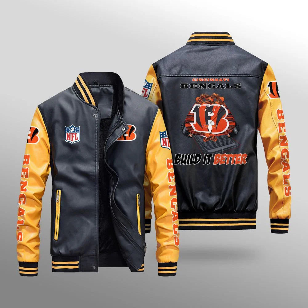 Cincinnati Bengals Leather Bomber Jacket