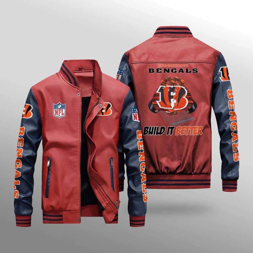 Cincinnati Bengals Leather Bomber Jacket