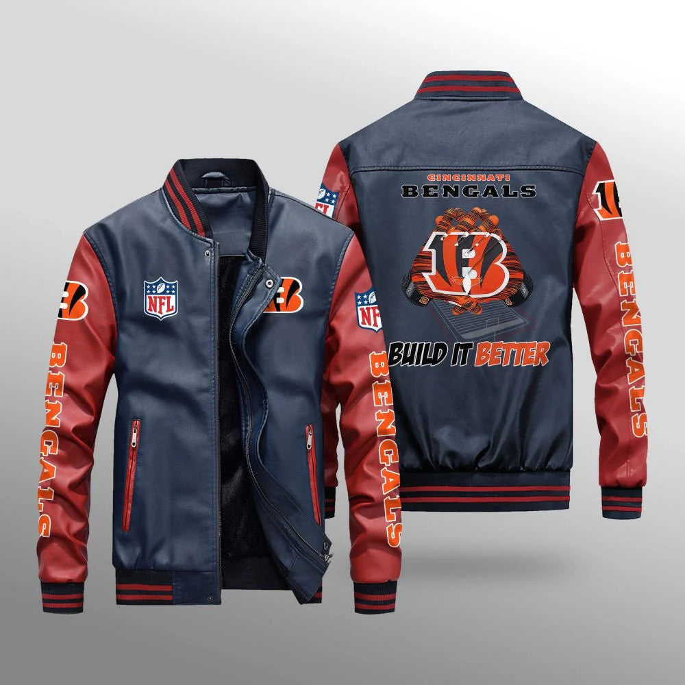 Cincinnati Bengals Leather Bomber Jacket