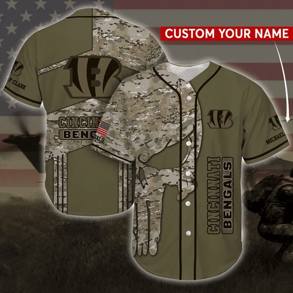 Cincinnati Bengals Personalized Baseball Jersey 014