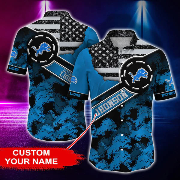 Detroit Lions Personalized Button Shirt and T-shirt