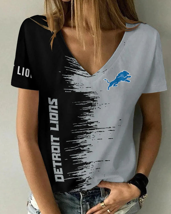 Detroit Lions 1 (46) Personalized V-neck Women T-shirt