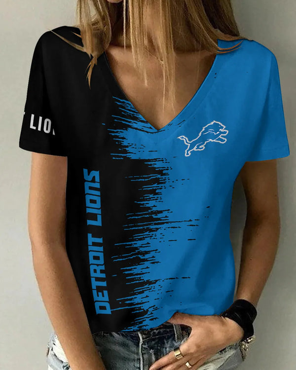 Detroit Lions 1 (46) Personalized V-neck Women T-shirt