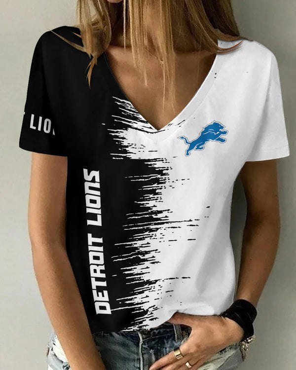 Detroit Lions 1 (46) Personalized V-neck Women T-shirt