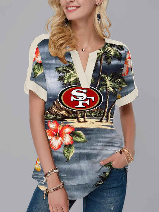 San Francisco 49ers Fashion Short Sleeve V-Neck Shirt 2