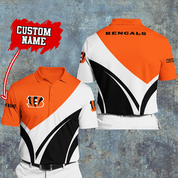 Cincinnati Bengals Personalized Adult Polo Shirt 012
