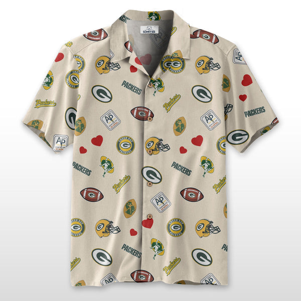 Green Bay Packers 2 (8) Personalized Hawaiian Button down shirt