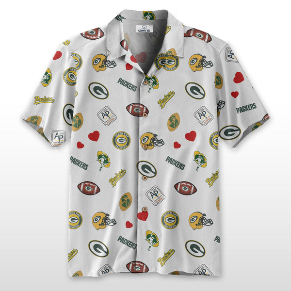 Green Bay Packers 2 (8) Personalized Hawaiian Button down shirt