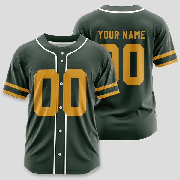 Green Bay Packers Personalized Baseball Jersey 001