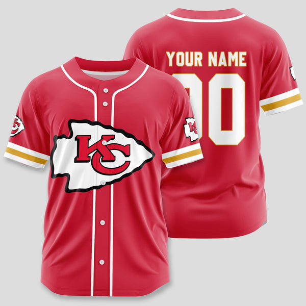 Kansas City Chiefs Personalized Baseball Jersey 019