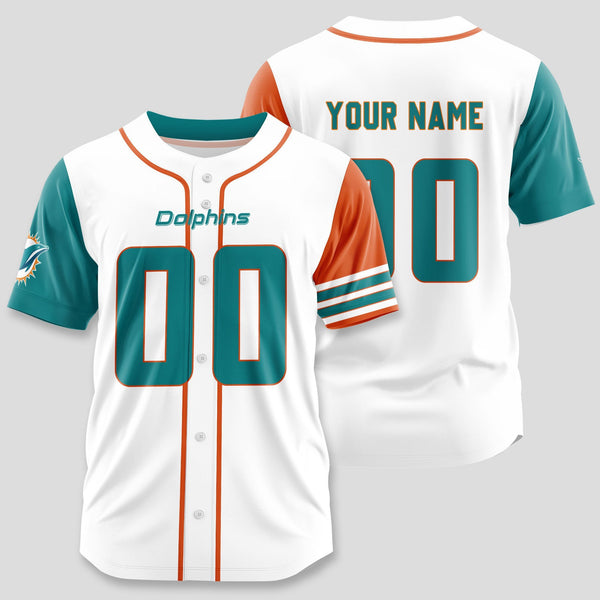 Miami Dolphins Personalized Baseball Jersey 020
