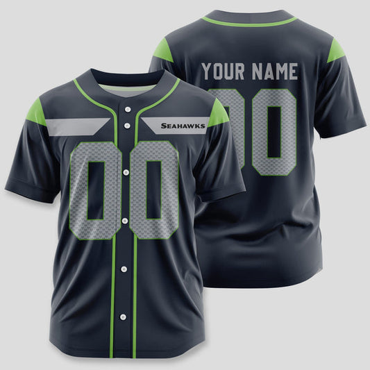 Seattle Seahawks Personalized Baseball Jersey 010