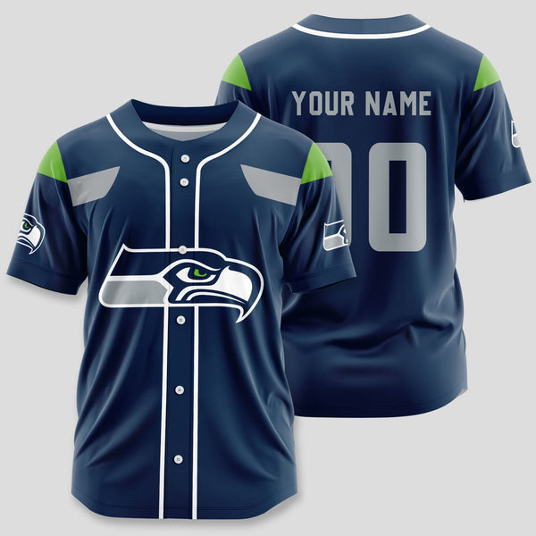 Seattle Seahawks Personalized Baseball Jersey 001