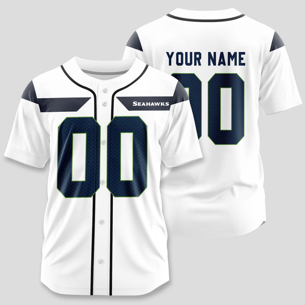 Seattle Seahawks Personalized Baseball Jersey 021