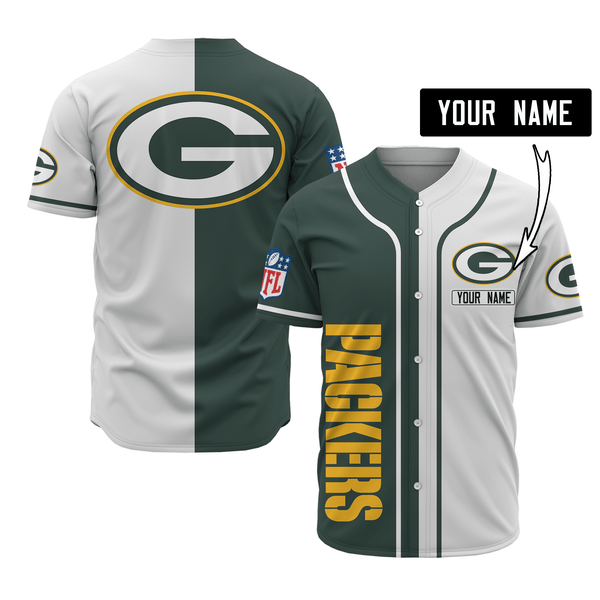 Green Bay Packers Personalized Baseball Jersey 015