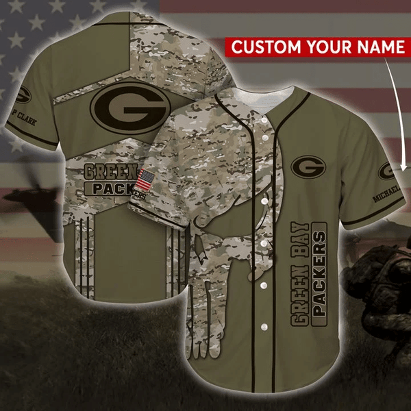 Green Bay Packers Personalized Baseball Jersey 034
