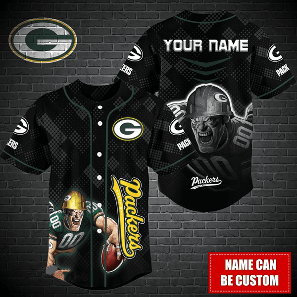 Green Bay Packers Personalized Baseball Jersey 028