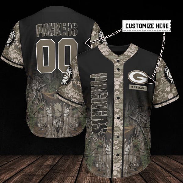 Green Bay Packers Personalized Baseball Jersey 029