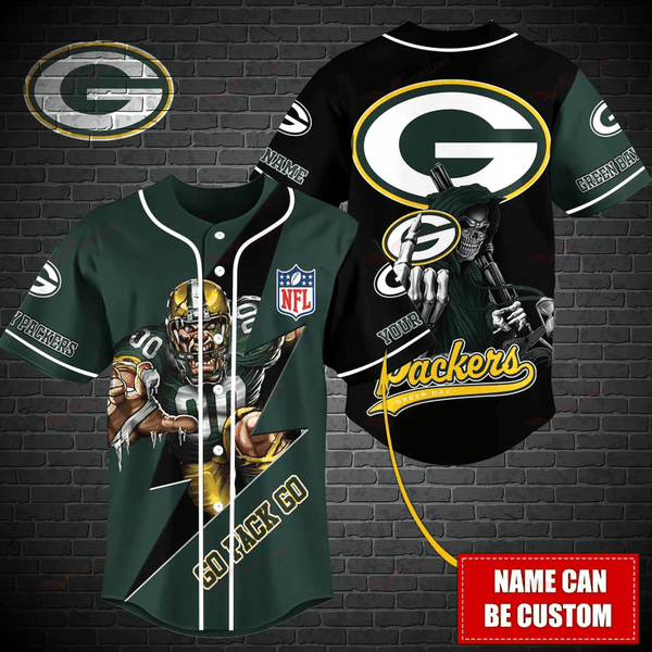 Green Bay Packers Personalized Baseball Jersey 025