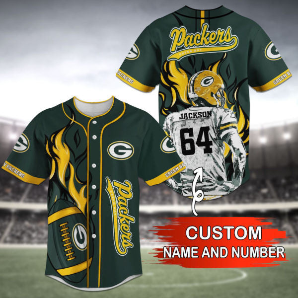 Green Bay Packers Personalized Baseball Jersey 020