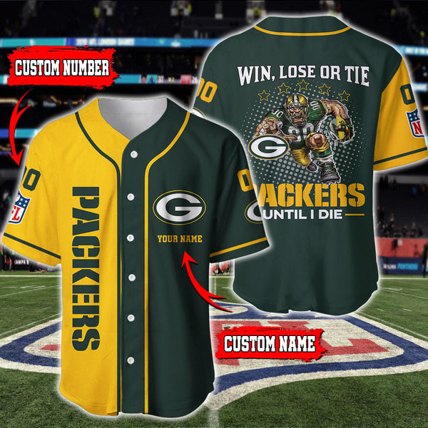 Green Bay Packers Personalized Baseball Jersey 041