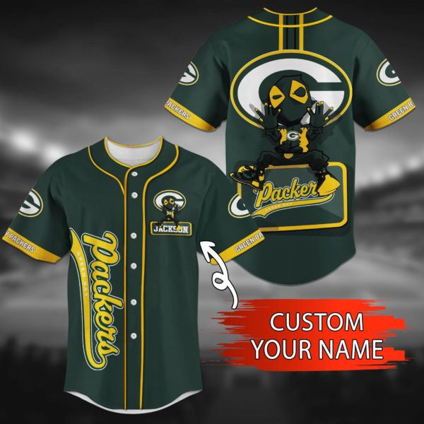 Green Bay Packers Personalized Baseball Jersey 036