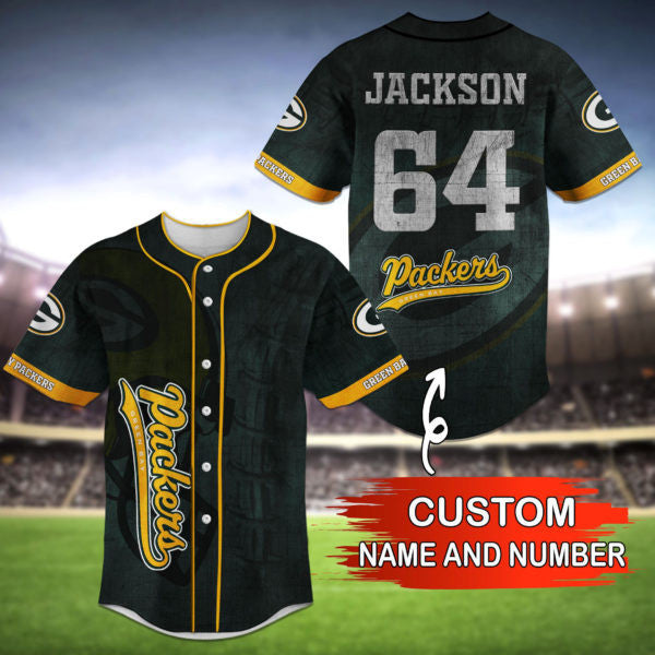 Green Bay Packers Personalized Baseball Jersey 035