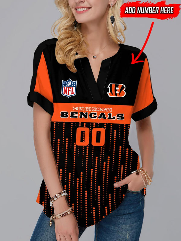 Cincinnati Bengals Fashion Short Sleeve V-Neck Shirt 5