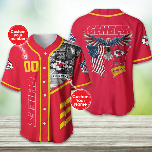 Kansas City Chiefs Personalized Baseball Jersey 029