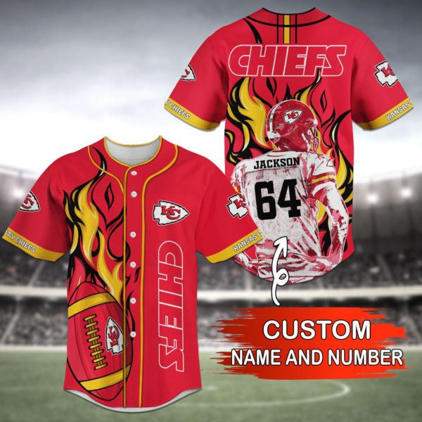 Kansas City Chiefs Personalized Baseball Jersey 013