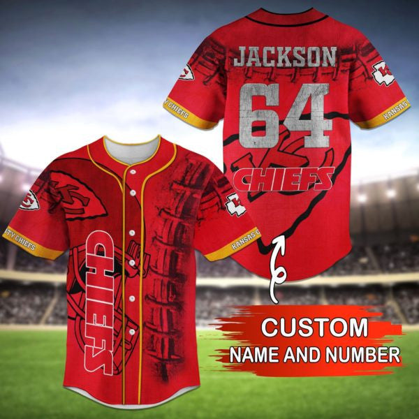 Kansas City Chiefs Personalized Baseball Jersey 036
