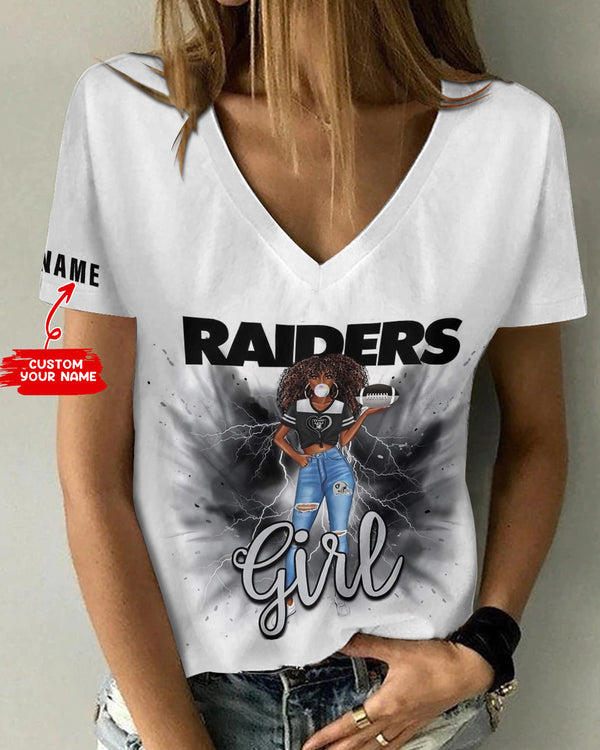 Las Vegas Raiders 1 (77) Personalized V-neck Women T-shirt