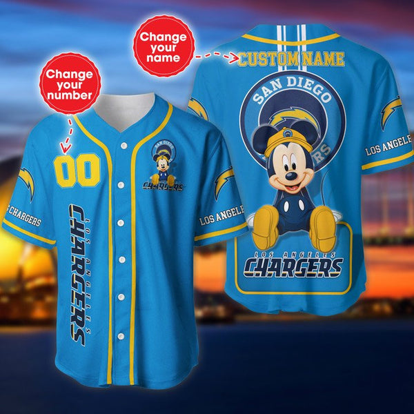 Los Angeles Chargers Personalized Baseball Jersey 011