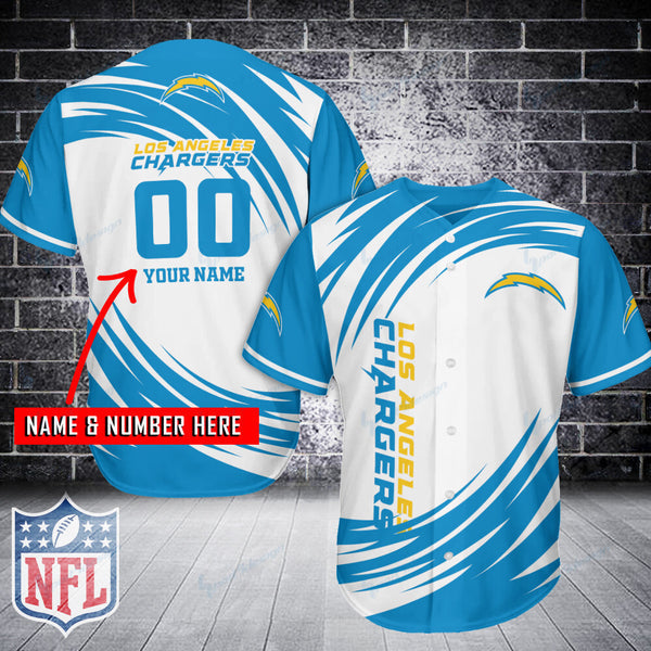 Los Angeles Chargers Personalized Baseball Jersey 016