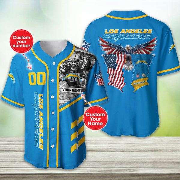 Los Angeles Chargers Personalized Baseball Jersey 018