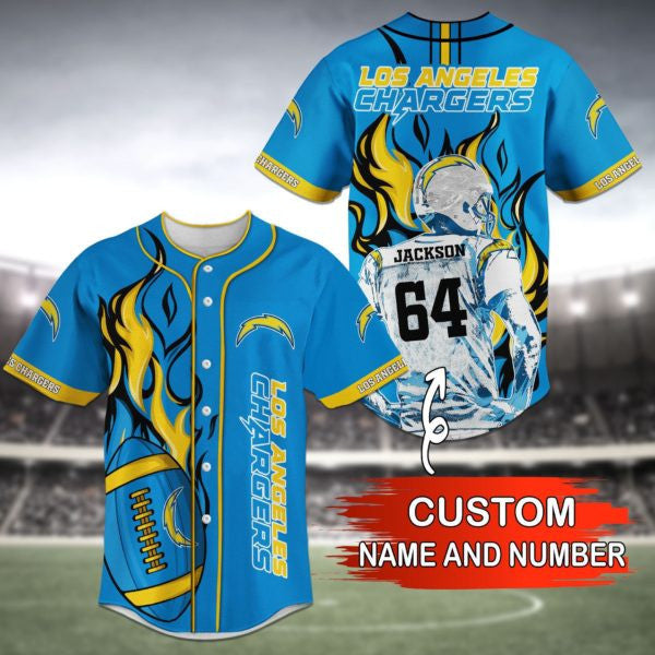 Los Angeles Chargers Personalized Baseball Jersey 023