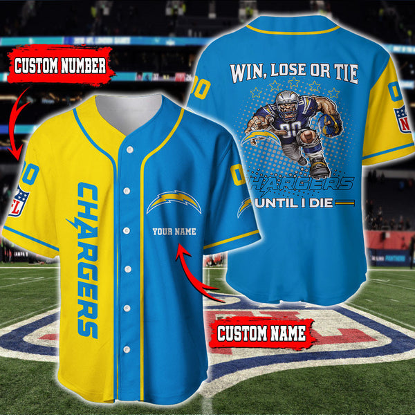 Los Angeles Chargers Personalized Baseball Jersey 017