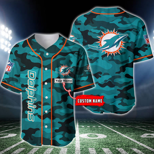 Miami Dolphins Personalized Baseball Jersey 036
