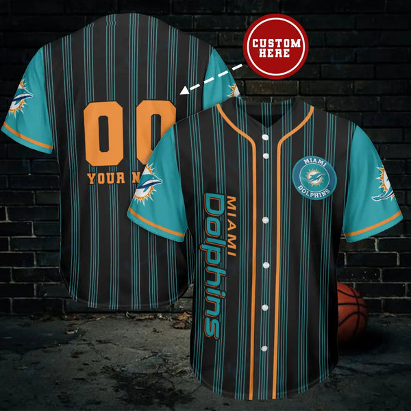 Miami Dolphins Personalized Baseball Jersey 035