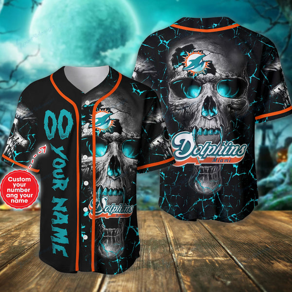 Miami Dolphins Personalized Baseball Jersey 030