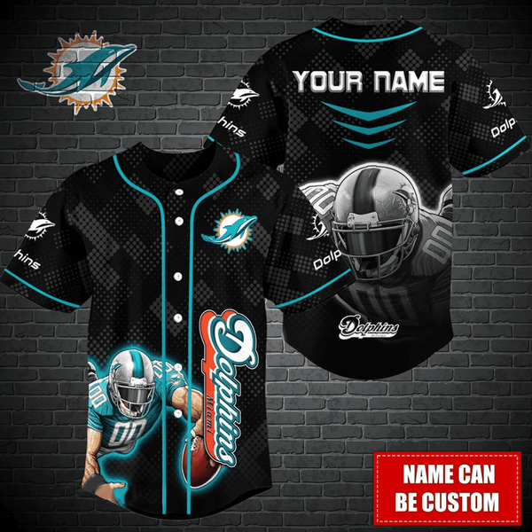 Miami Dolphins Personalized Baseball Jersey 026