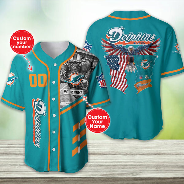 Miami Dolphins Personalized Baseball Jersey 037