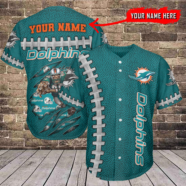 Miami Dolphins Personalized Baseball Jersey 028