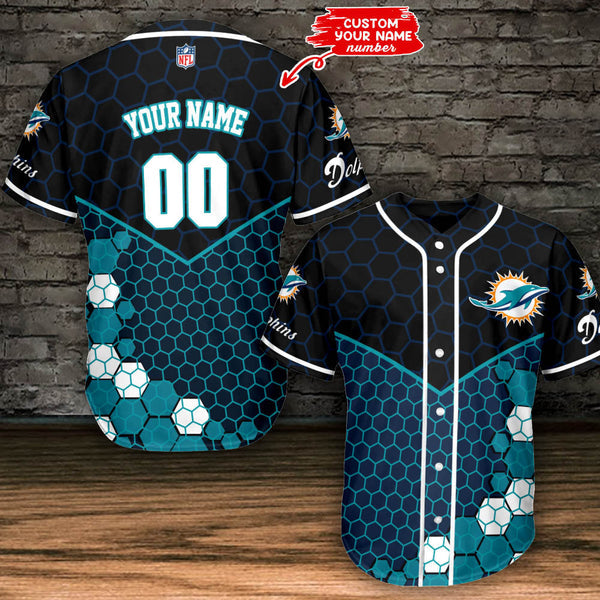 Miami Dolphins Personalized Baseball Jersey 029